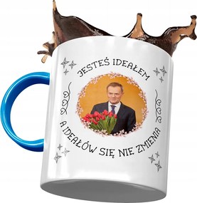 Donald Tusk Po Kék Bögre Ajándék Platform Nyomtatott Fotóval