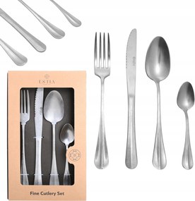 Evőeszköz Készlet 24db-os ezüst klasszikus rozsdamentes acél tartós 6db-os szett