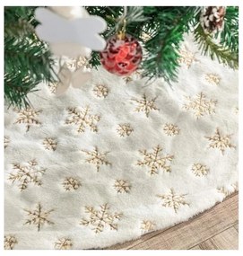 Karácsonyfa szőnyeg GOLD STARS 122 cm, fehér