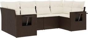 vidaXL 6 részes barna polyrattan kerti ülőgarnitúra párnával