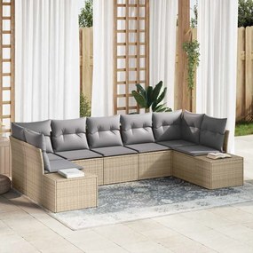 vidaXL Kerti Kanapé Szett 7 pcs Beige és Világosszürke Poli rattan