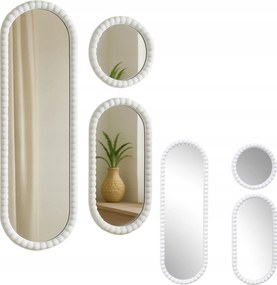 3 db-os tükör szett Pebble fehér keretes ovális fali tükör szett szoba