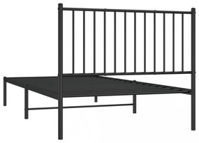 fekete fém ágykeret fejtámlával 100 x 200 cm