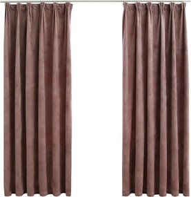 vidaXL 2 db antik rózsaszín sötétítőfüggöny kampókkal 140 x 175 cm