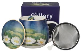 Monet porcelán öblös teás bögre fém szűrővel - 430 ml - Vízililiom