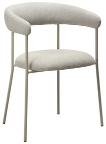 Plenti design karfás szék, világosszürke bouclé, világosszürke fém láb