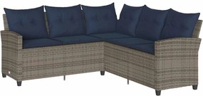 vidaXL szürke polyrattan L-alakú kanapé párnákkal