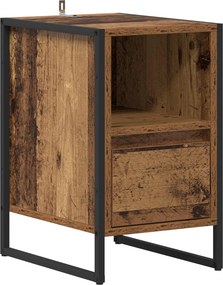 vidaXL Éjjeli asztal fiókkal Öreg fa 39,5 x 30 x 50 cm Faanyag
