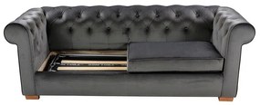 Oxford Chesterfield Kihúzható kanapé, 3 személyes 88x216x75 cm, antracitszürke