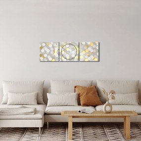 Kép - Arany és fehér hatszögek (órával) (90x30 cm)