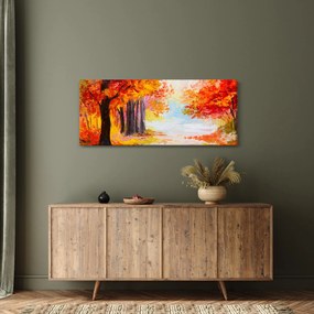 Kép - olajfestmény, színes ősz (120x50 cm)