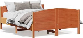 vidaXL viaszbarna tömör fenyőfa ágy matrac nélkül 120 x 200 cm