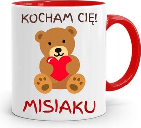 Piros Bögre Lányoknak Szeretlek Mackó nyomott mintával