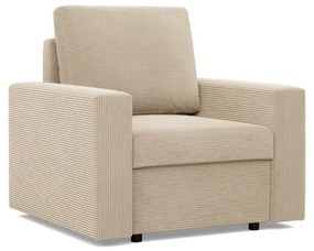 Zeus fotel, egyenes kartámasz, kordbársony, hab töltet, bézs