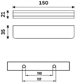 Sapho Sapho, Üvegpolc 600mm, fekete/tejüveg, MY009B-04