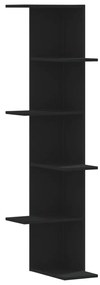 fekete szerelt fa fali sarokpolc 36,5 x 36,5 x 140 cm