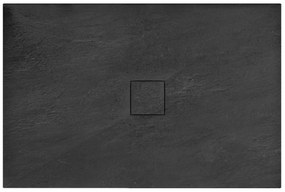 Rea BLACK STONE - Kő zuhanytálca 80 x 100 x 3,5 cm + szifon, fekete, REA-K9756
