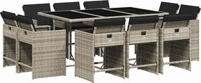 vidaXL 11 részes világosszürke polyrattan kerti ülőgarnitúra párnákkal