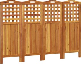 vidaXL 4 paneles tömör akácfa térelválasztó 162x2x115 cm