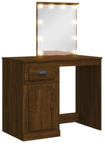 világosbarna tölgy fésülködőasztal LED-lámpákkal 90x42x132,5 cm