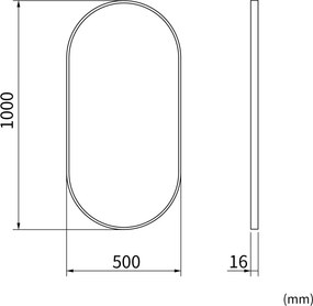 Erga Oval, ovális tükör 50x100cm, arany keret, ERG-V01-OVAL-5010-GD