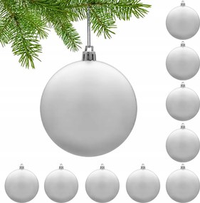10db-os Karácsonyfa Bomba Szett Nagy Ezüst Korong 8cm