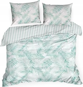 Szatén ágyneműhuzat 220x200 Levelek Zöld/menta
