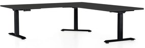 OfficeTech Angle állítható magasságú asztal, 180 + 120 cm, fekete alap, fekete
