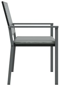4 db fekete polyrattan kerti szék párnával 56x62,5x89 cm