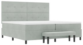 Box Spring Ágy Matraccal és Paddal Világosszürkében 200x200 cm Bársony