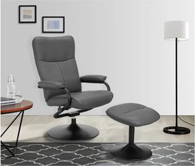 Szürke bőrutánzat relaxációs fotel lábtartóval Istad – Støraa