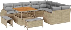 vidaXL Kerti Kanapé Szett 12 pcs Beige és Világosszürke Poly Rattan