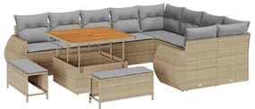vidaXL Kerti Kanapé Szett 12 pcs Beige és Világosszürke Poly Rattan