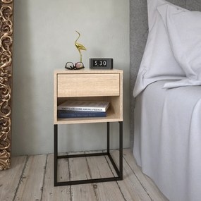 Éjjeliszekrény/kisasztal, sonoma tölgy/fekete, ARTI TYP 1
