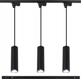 Sínes függesztett mennyezeti lámpa Sín 1m 3x GU10 cső Fekete konyhai