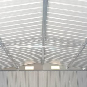 antracitszürke fém kerti fészer 257 x 580 x 181 cm