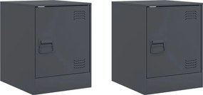 vidaXL 2 db antracitszürke acél éjjeliszekrény 34,5 x 39 x 44 cm