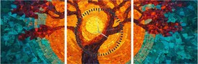 Kép - Az élet fája és a nap mozaikban (órával) (90x30 cm)