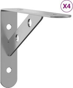 vidaXL 4 db ezüstszínű rozsdamentes acél polctartó 15 x 2,5 x 11,5 cm