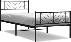 vidaXL fekete fém ágykeret fej- és lábtámlával 80 x 200 cm