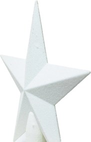 Fehér glitteres csúcsdísz csillag 19 cm
