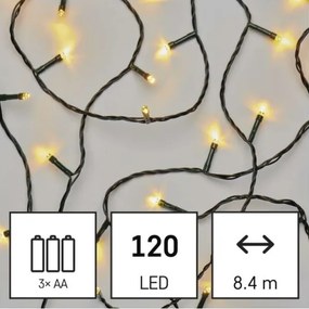LED Karácsonyi fényfüzér kültéri 120xLED/3xAA 8,9m IP44 meleg fehér