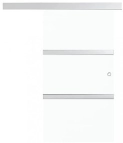 ezüst ESG üveg és alumínium tolóajtó puha ütközőkkel 90x205 cm