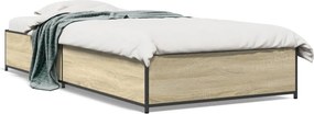 vidaXL sonoma tölgyszínű szerelt fa és fém ágykeret 75 x 190 cm