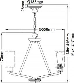 Kichler Deryn KL-DERYN3-NBR Csillár 3x60W/E27