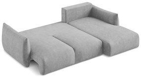 Világosszürke zsenília kinyitható sarokkanapé (jobb oldali-heverő résszel) Leila – Makamii