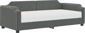 vidaXL sötétszürke szövet heverő matraccal 90 x 190 cm
