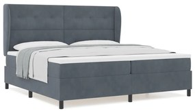 Boxspring Ágy Matrac Köd Szürke 200x200 cm Bársony
