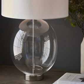 Endon glamour modern asztali lámpa kelda oval fehér nikkel átlátszó end102675