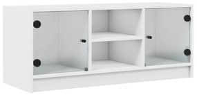 fehér TV-szekrény üvegajtókkal 102 x 37 x 42 cm